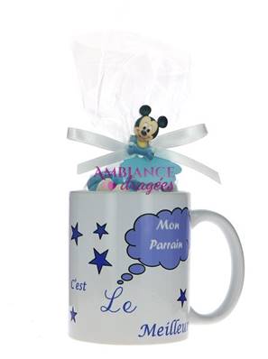 Mug dragées parrain, marraine bébé Mickey