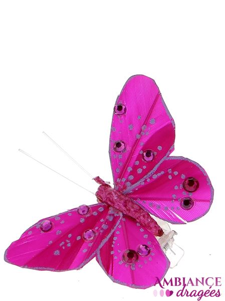 Papillon fuchsia déco x 4