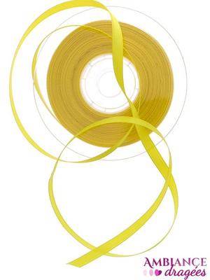 Ruban satin jaune x 6 mm