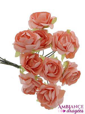Fleur Rose corail x 12