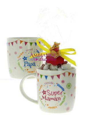 Mug dragées maman papa Winnie l'Ourson