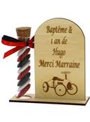 Cadeau Parrain Marraine Éprouvette Bois Personnalisée Voiture Vintage - Baptême Voiture