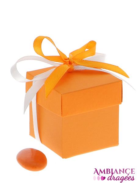 Boite dragées cube orange