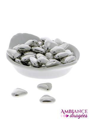 Dragées Mini Coeur Chocolat Argent