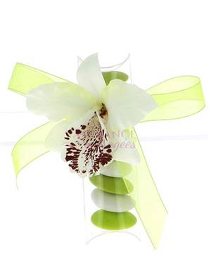 Boite Dragées Etui Orchidée Verte