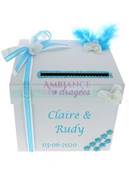 Urne mariage personnalise bleu turquoise