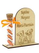 Cadeau Parrain Marraine Éprouvette Bois Personnalisé - Baptême Roi Lion
