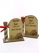 Cadeau Parrain Marraine Éprouvette Bois Personnalisé Tracteur - Baptême à la Ferme