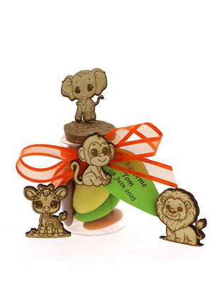 Pot en Verre Dragées Baptême Jungle - Baptême Jungle 