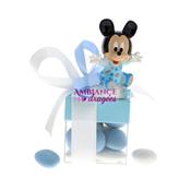 Boite à dragées cube bleue bébé Mickey