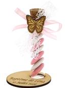 Éprouvette Dragées Baptême Papillon Socle Gravé - Dragées Baptême Papillon