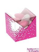 Boite drages cube alize fuchsia et argent