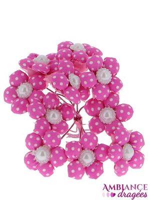 Fleur fuchsia pois blanc x 10