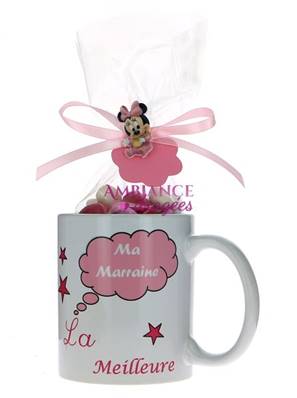 Mug dragées parrain, marraine bébé Minnie