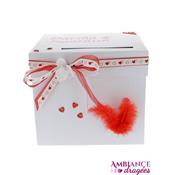 Urne mariage personnalisée blanche et rouge