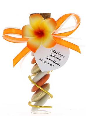 Éprouvette Dragées Mariage Fleur des Iles Orange - Cadeau Dragées Mariage 