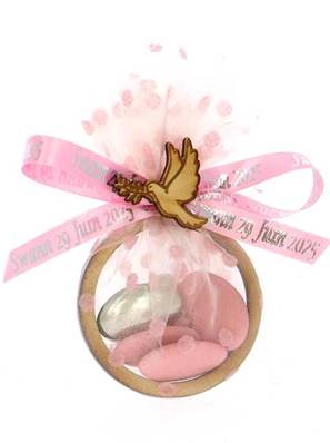 Anneau Tulle Dragées Communion Colombe - Tulle Dragées Communion Colombe