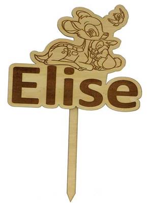 Cake Topper Bois Personnalisé Bambi - Baptême Bambi