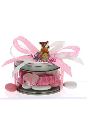 Boite Métal dragées Bambi rose