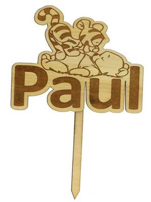 Cake Topper Bois Personnalisé Winnie l'Ourson - Cake Topper Anniversaire