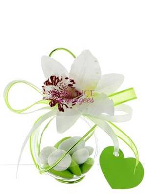 Boule dragées verte orchidée