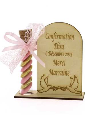 Cadeau Parrain Marraine Éprouvette Bois Personnalisé Colombe - Dragées Colombe