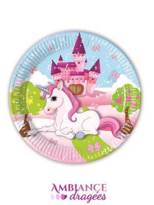 8 Assiettes Licorne 23 cm