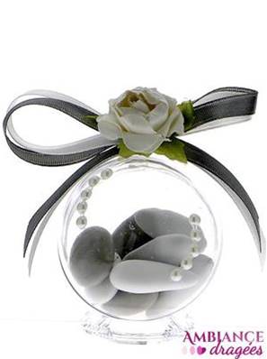 Boule dragées grise rose blanche